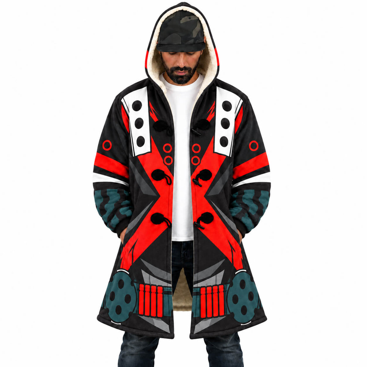 Katsuki Bakugo My Hero Academia Hoode Cloak Coat Front View