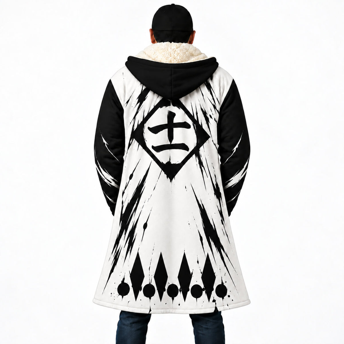 Kenpachi Zaraki Bleach hooded cloak coat back with Eleventh Division insignia