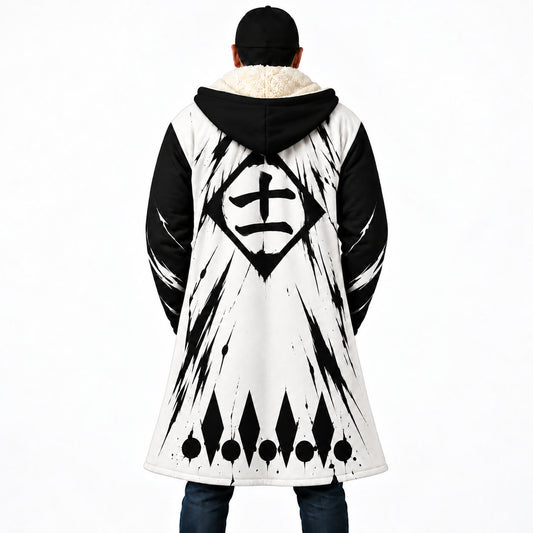 Kenpachi Zaraki Bleach hooded cloak coat back with Eleventh Division insignia