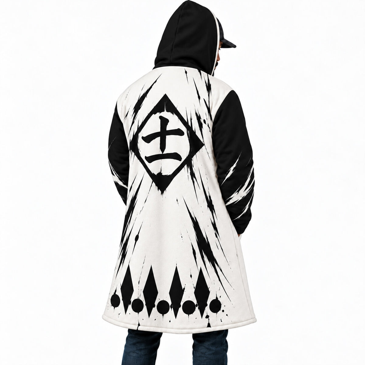 Kenpachi Zaraki cloak coat angled back showing black brushstroke detailing