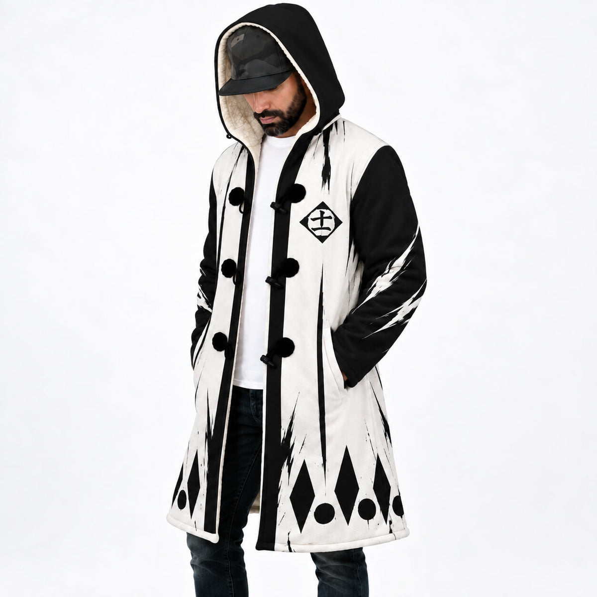 Side view of Bleach Kenpachi Zaraki captain inspired cloak coat