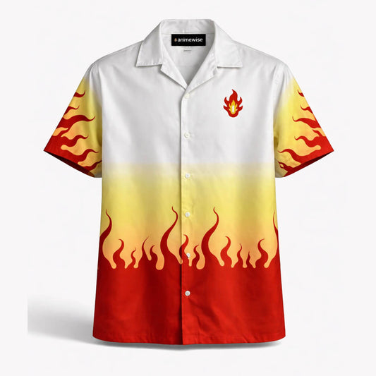 Kyojuro Rengoku Flame Hashira Demon Slayer Button Up Shirt