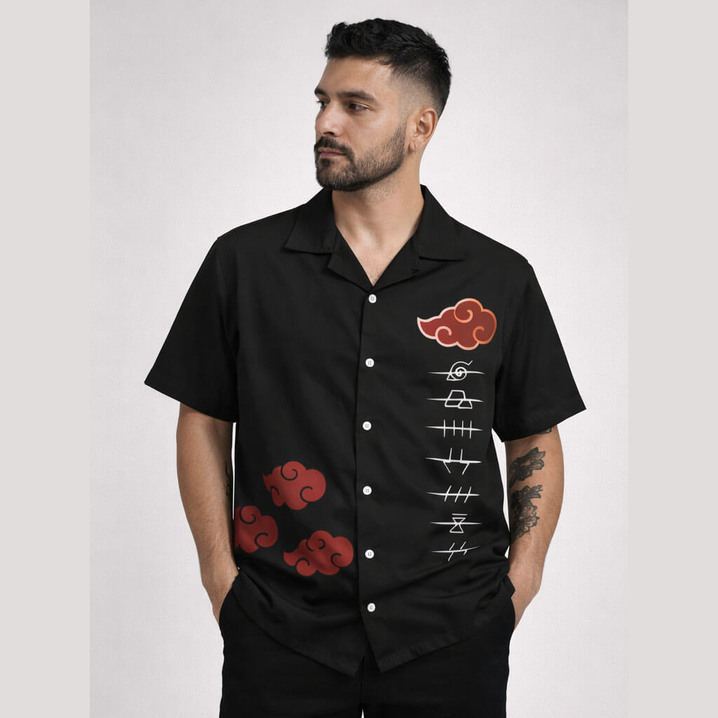Naruto Akatsuki Kanji Button Up Shirt