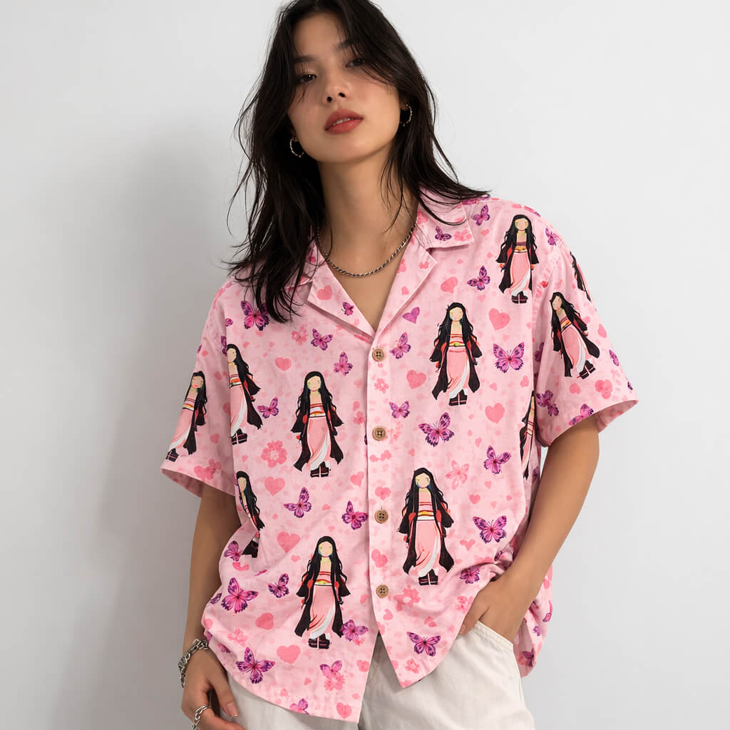 Nezuko Demon Slayer Button Up Shirt