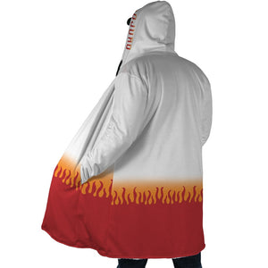 Rengoku Kyojuro Flame Hashira Demon Slayer Hooded Cloak Fleece Coat