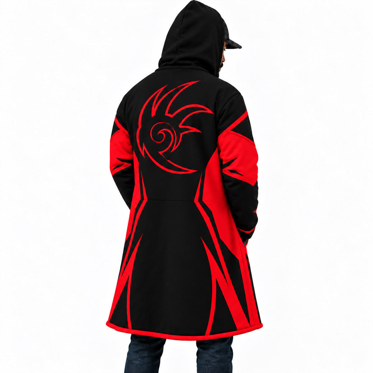 Shadow the Hedgehog emblem hooded cloak coat rear view