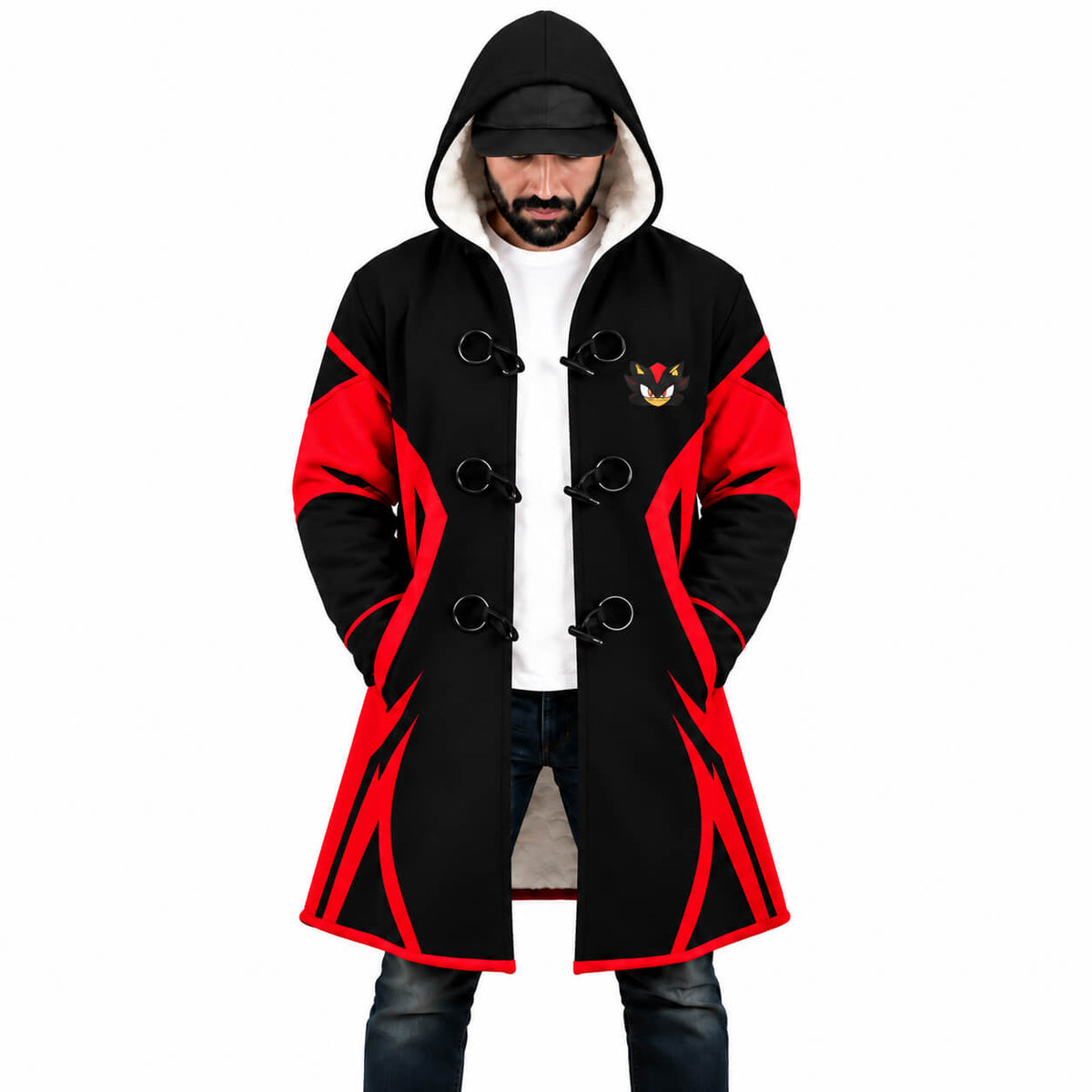 1. Shadow the Hedgehog Sonic hooded cloak coat front view