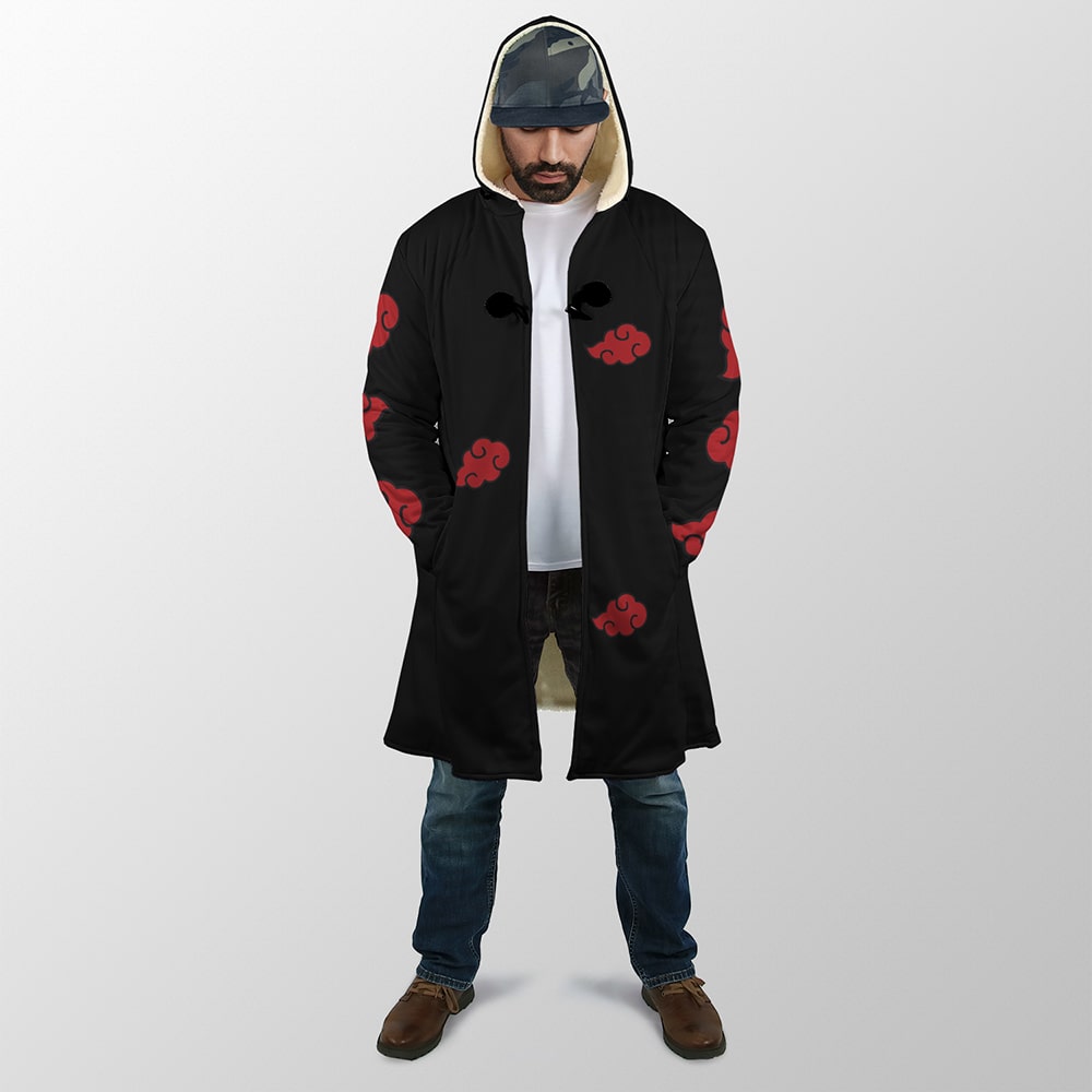 Naruto Akatsuki Pattern Hooded Cloak Coat