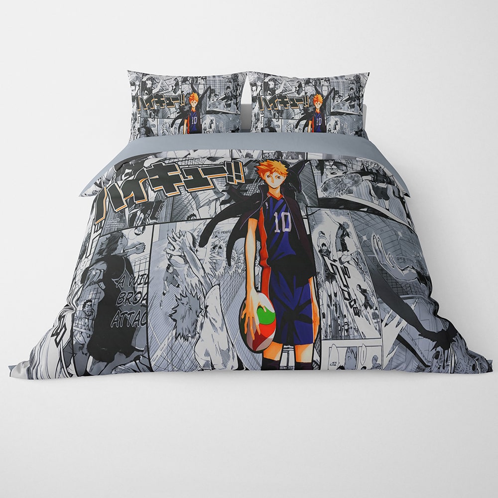 Shoyo Hinata Manga Art Embossed Vine Down Haikyuu Duvet Cover Bedding