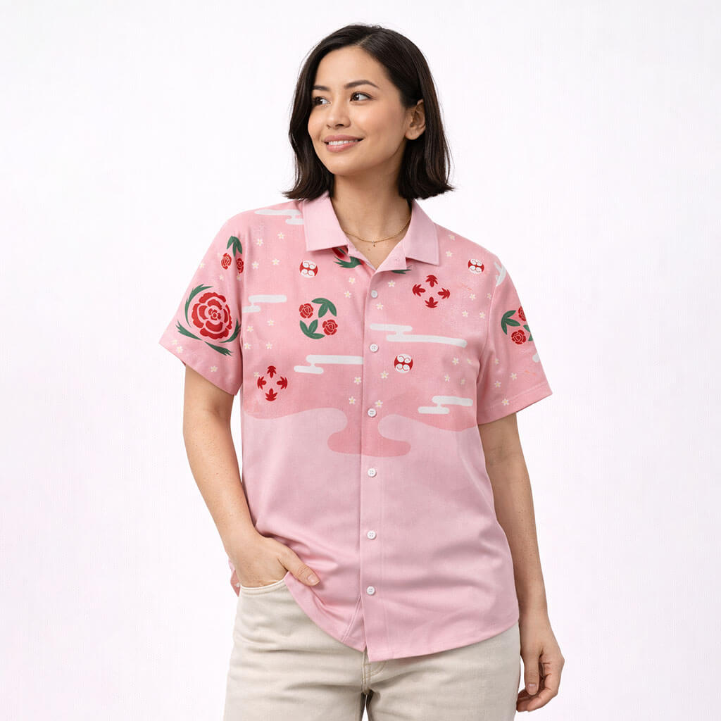 Shunsui Kyoraku Bleach Button-Down-Hemd