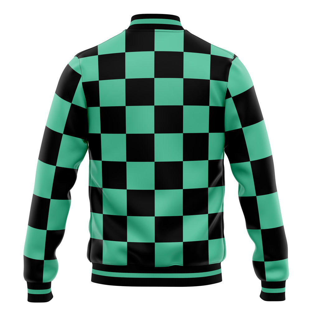 kimetsu Classic Green Check Baseball Jacket