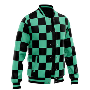 kimetsu Classic Green Check Baseball Jacket