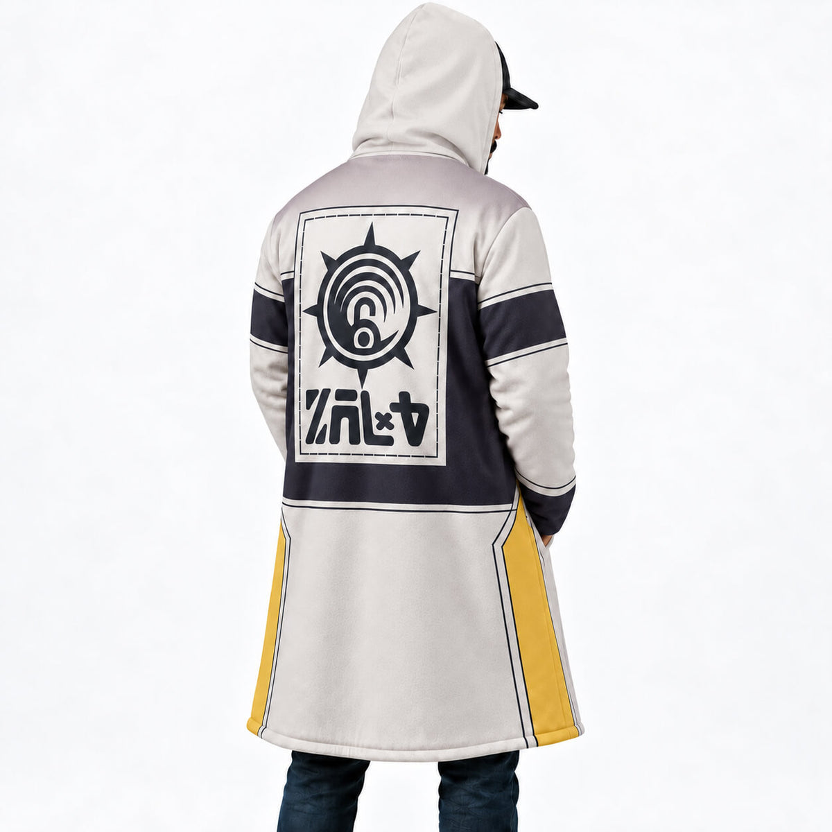 Gachiakuta Tamsy Caines white cloak coat angled back view