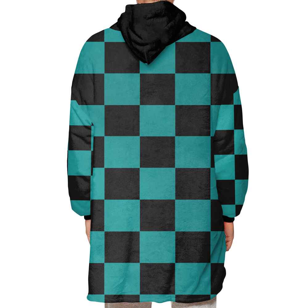 Tanjiro Kamado Demon Slayer Classic Check Pattern Oodie Blanket Hoodie