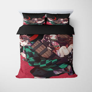 Tanjiro Nezuko Demon Slayer Crimson Comforter Set