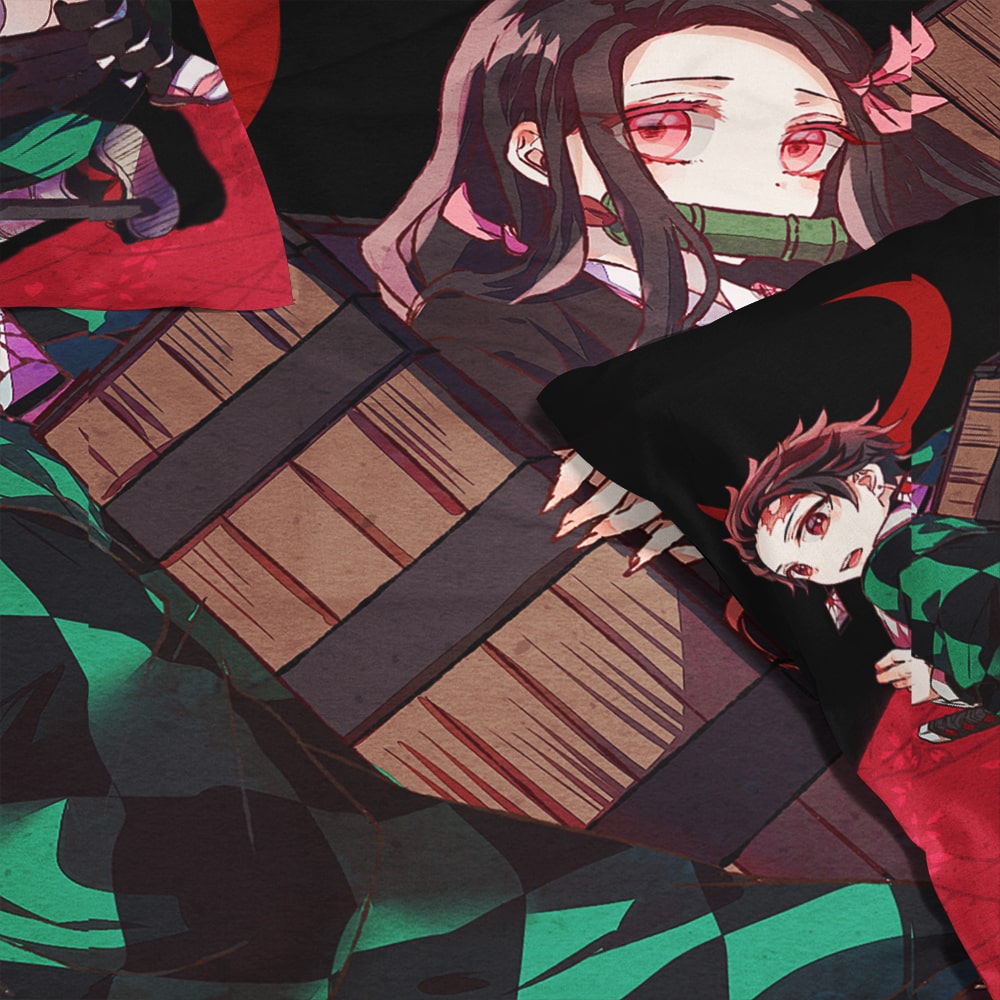 Tanjiro Nezuko Demon Slayer Crimson Comforter Set