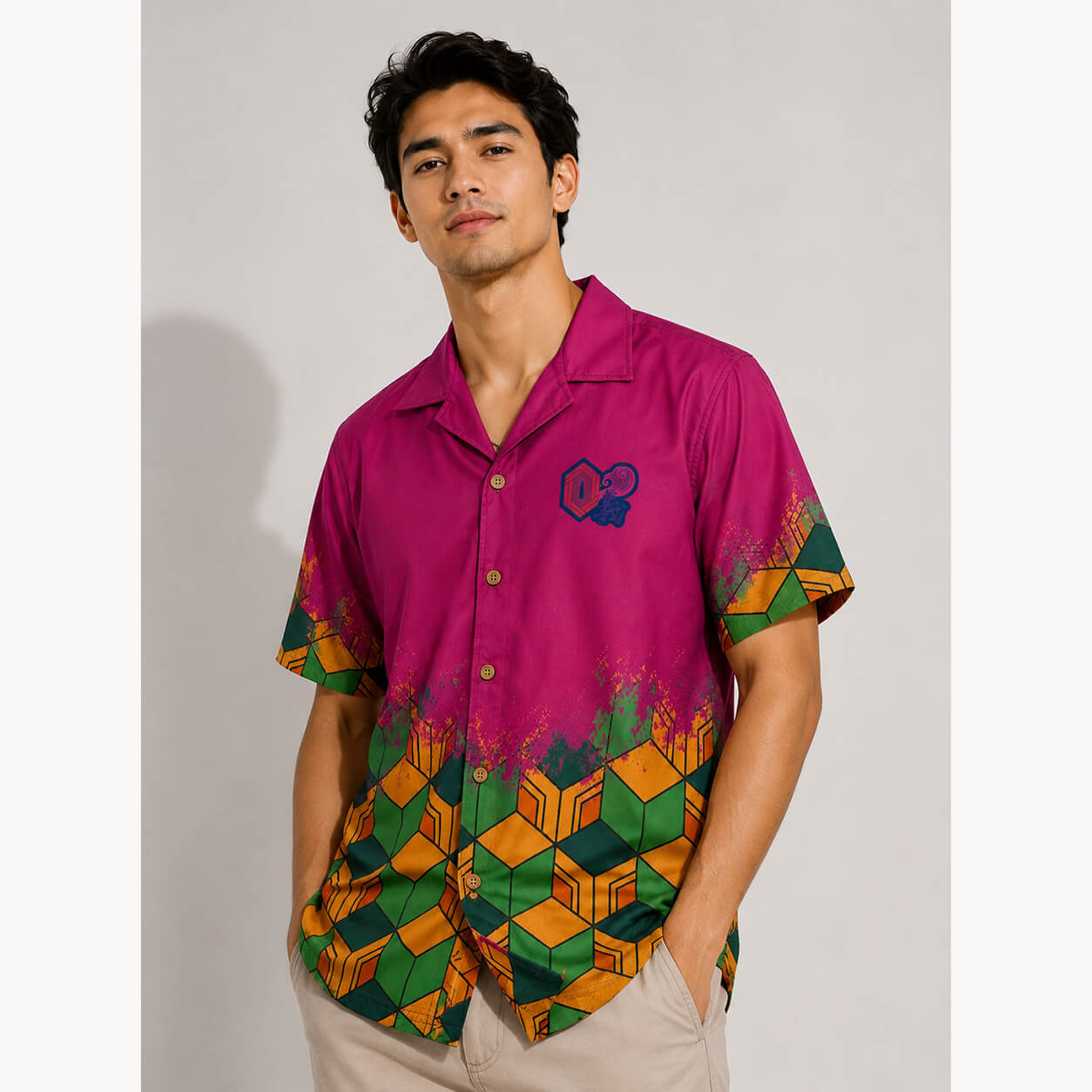 Tomioka Giyu Demon Slayer Button Up Hawaiian Shirt