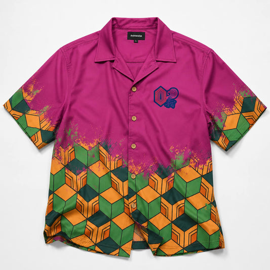 Tomioka Giyu Demon Slayer Button Up Hawaiian Shirt