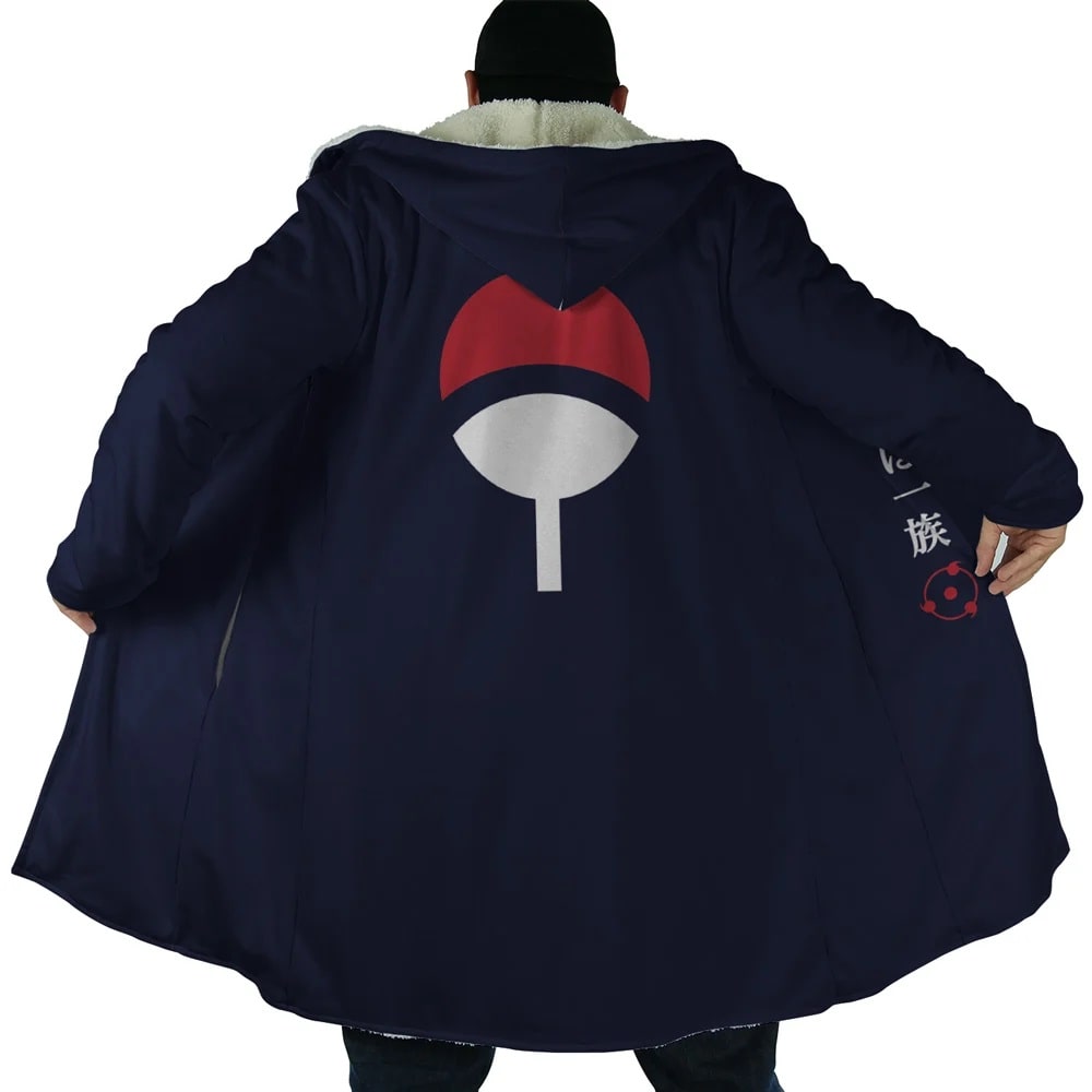 Uchiwa Shinobi Clan Emblem Hooded Cloak Coat