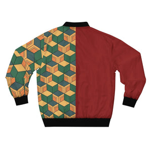 Water Pillar Color Overlap Pattern Bomber Jacket