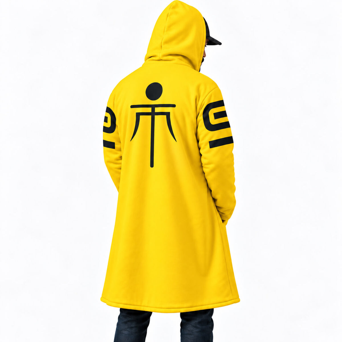 Yi Nine Sols cloak coat side and back showing black sleeve markings