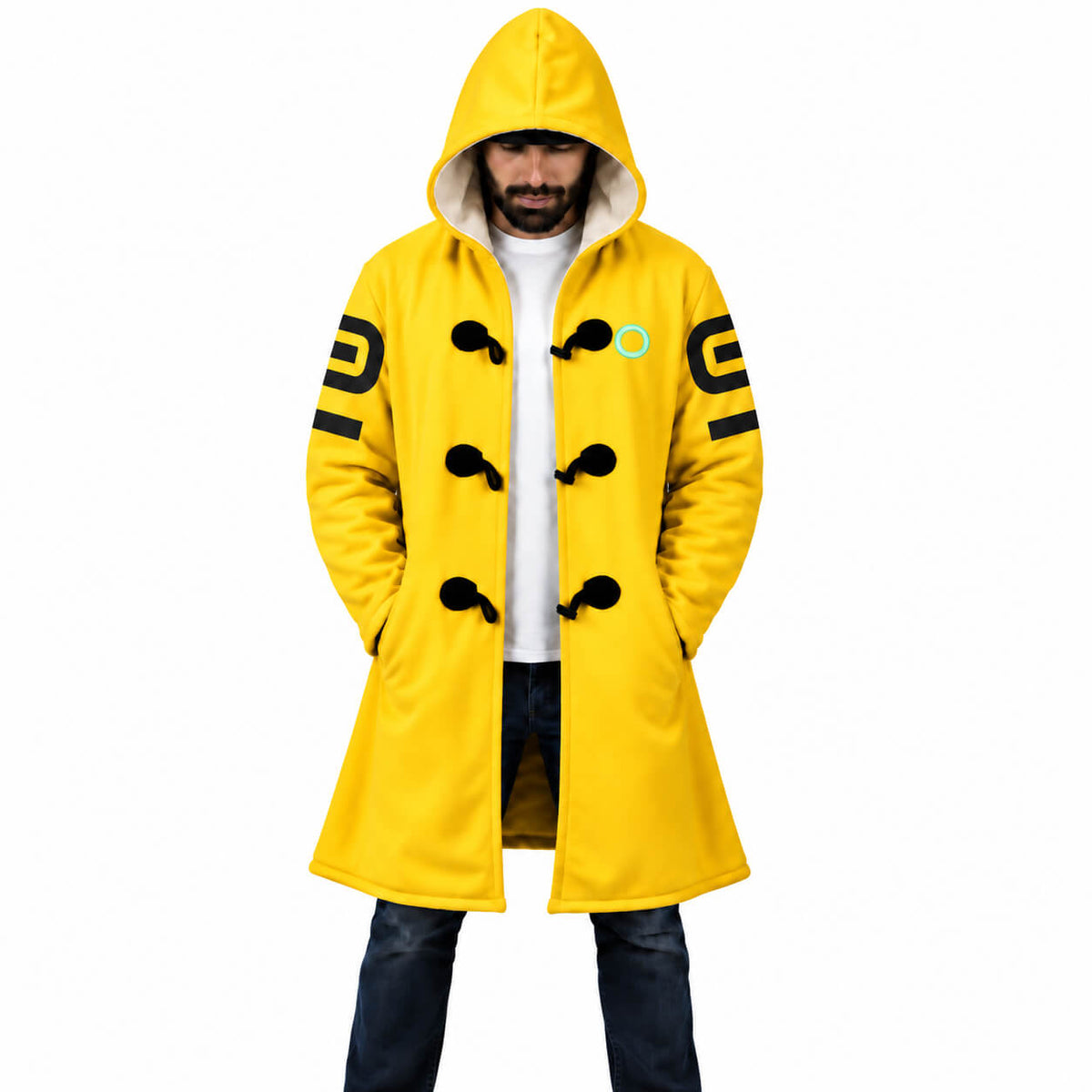 Nine Sols Yi yellow hooded cloak coat front view