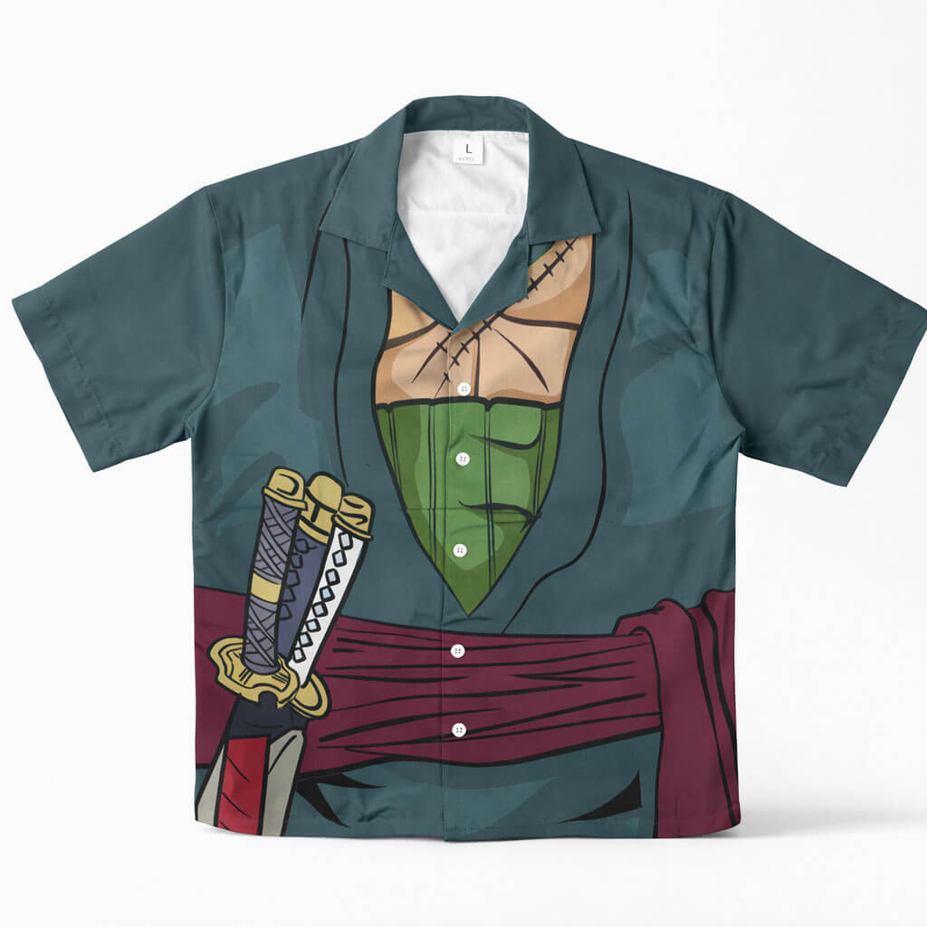 Zoro Samurai Wano One Piece Button-Down Hawaiihemd