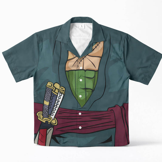 Zoro Samurai Wano One Piece Button-Down Hawaiihemd