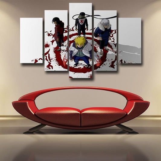 Naruto All Four Hokage Canvas-Naruto-Canvas,Hashirama,Hiruzen,Namikaze Minato,Naruto,Red,Tobirama,White