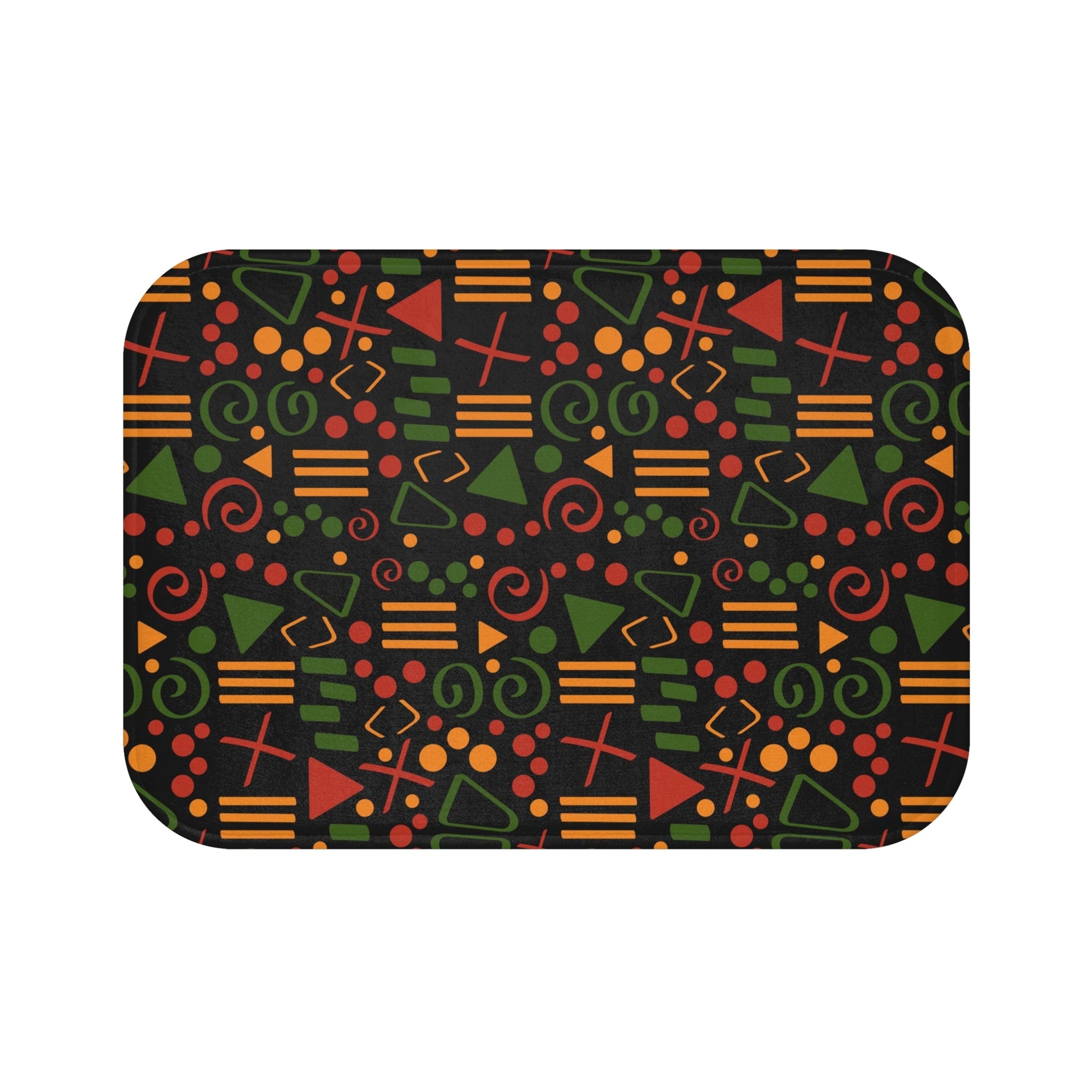 African Abstract Pattern Black Culture Bath Mats