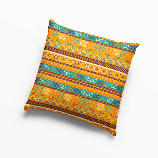 African Art Tiles Pattern Throw Pillow