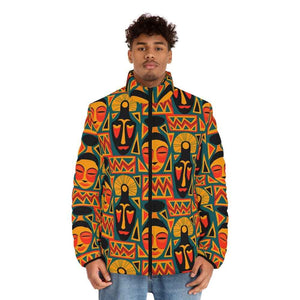 African Tribal Art Pattern Puffer Jacket