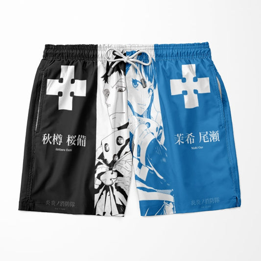 Enen no Shouboutai Color Crossover Modern Pattern Stitched Fire Force Anime Shorts