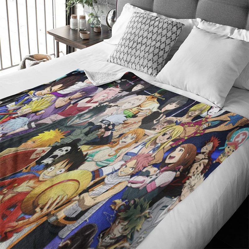 All Manga Love Anime Style Plush Blanket-Naruto-Blanket,Dragon Ball,Dragon Ball Blanket,Goku,My Hero Academia,My Hero Academia Blanket,Naruto,Naruto Blanket,Naruto Shippuden,Throw Blanket