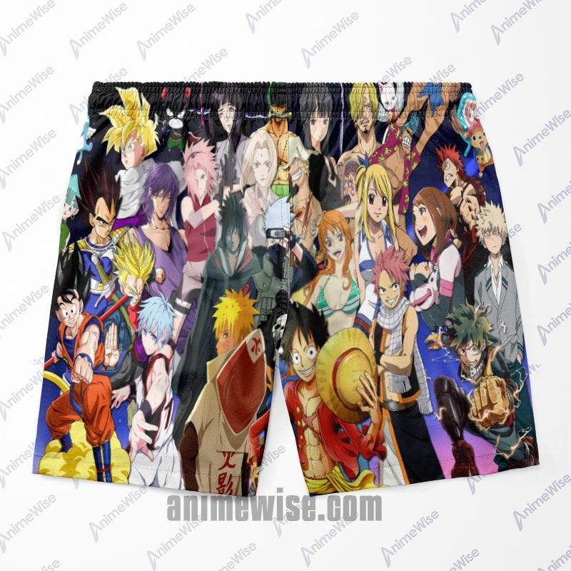 All Manga Love Anime Style Anime Crossover Shorts-Board Shorts-Board Shorts,Boku no Hero Academia,meta-size-chart-swim-trunks-size-chart,My Hero Academia,Naruto,Shorts