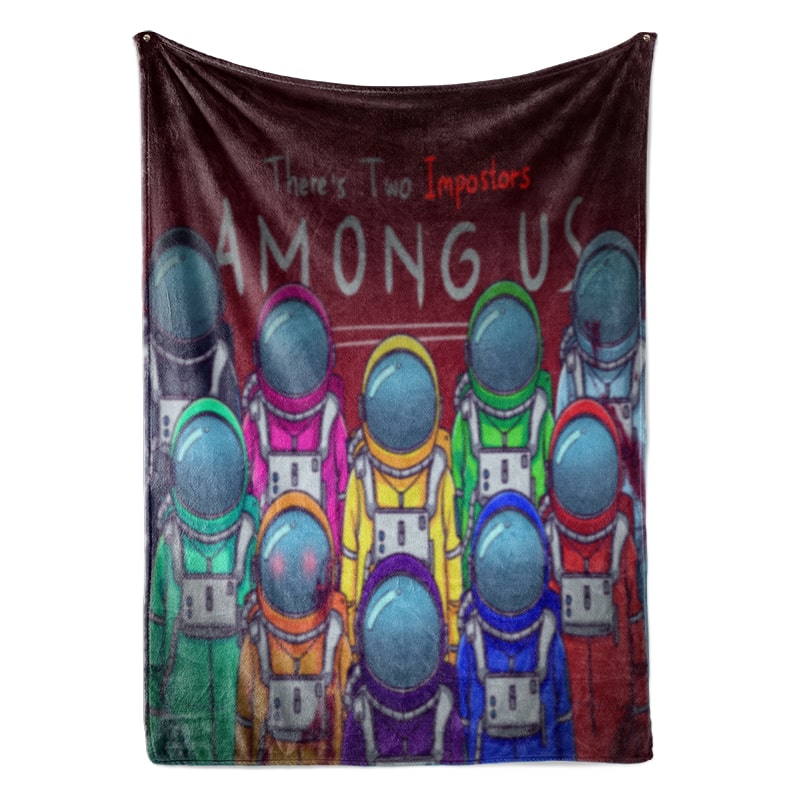 Among Us There&#39;s Two Imposters Among Us All Characters  Plush Fleece Blanket