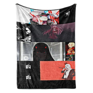 Anime Wifu Girls Chainsaw Man Zero Two Plush Fleece Throw Blanket