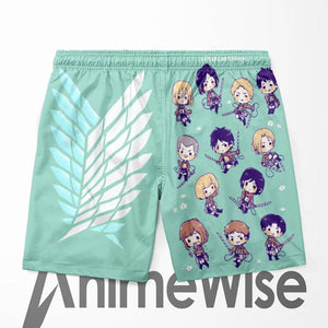 Attack on Titan Cool Chibi Survey Corps Brushed Anime Shorts-Board Shorts-Attack On Titan,Board Shorts,meta-size-chart-swim-trunks-size-chart,Shingeki no Kyojin,Shorts