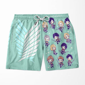 Attack on Titan Cool Chibi Survey Corps Brushed Anime Shorts