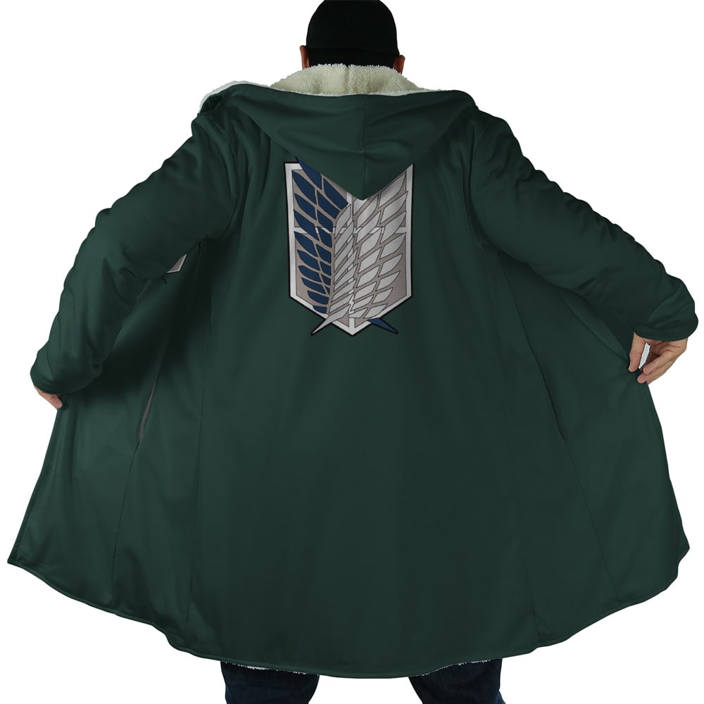 Attack on Titan Scouting Legion Emblem Brushed Hooded Cloak Coat