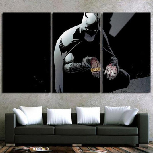 Batman Canvas Love,Hate 3D Printed Framed Canvas