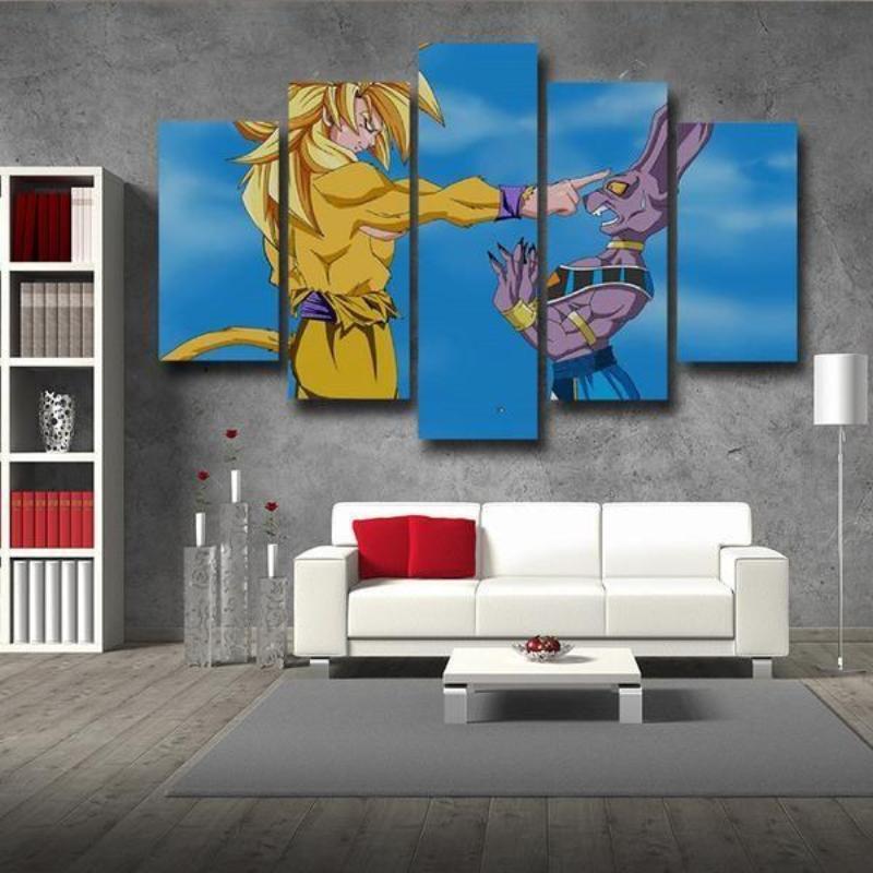 Beerus Vs Gogeta Canvas SSJ4 Gold 3D Printed Anime Canvas