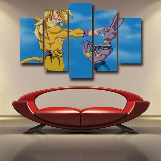 Beerus Vs Gogeta Canvas SSJ4 Gold 3D Printed Anime Canvas