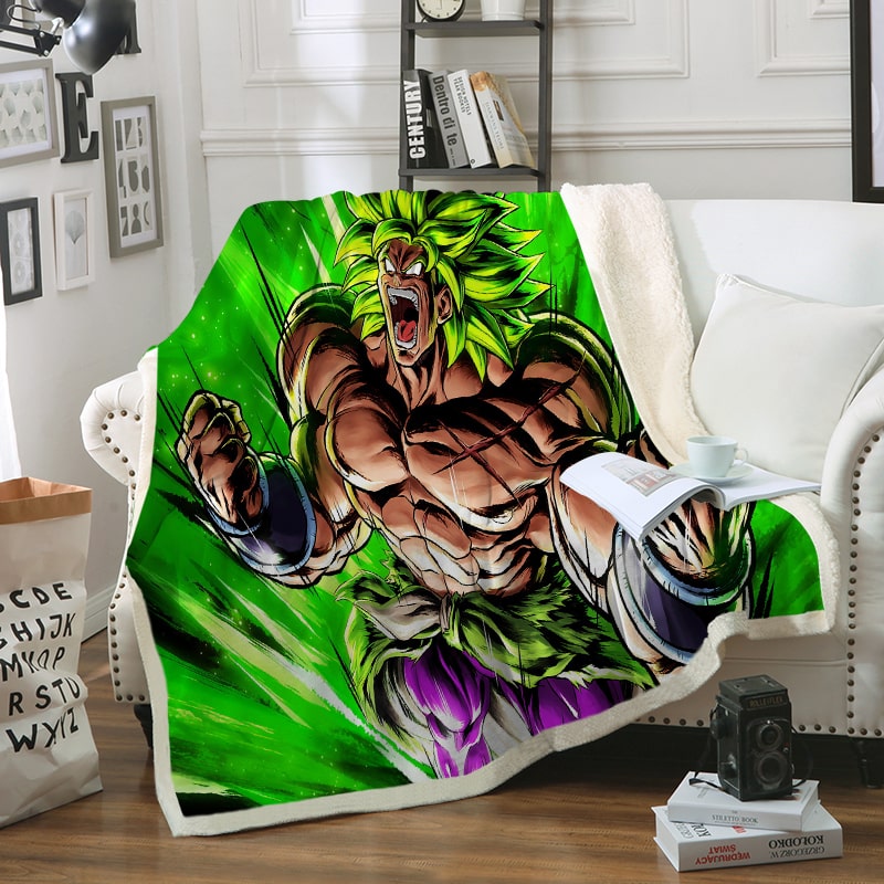 Broly Super Saiyan Energy Brushed Dragon Ball Blanket