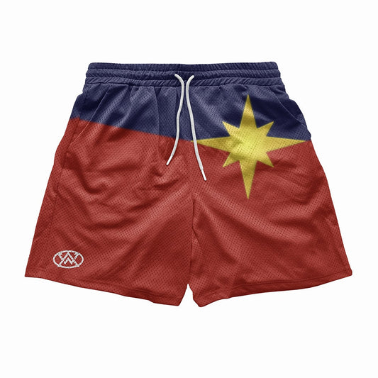 Captain Marvel Emblem Embossed Mesh shorts