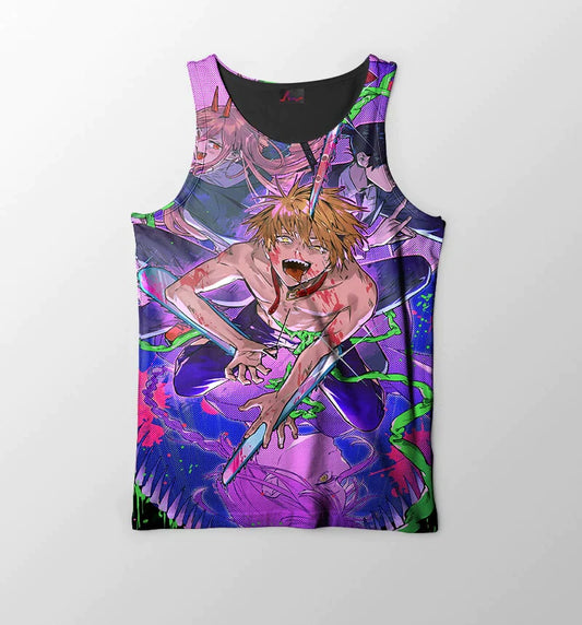 Chainsaw Man Denji Power Fusion Anime Chainsaw Man Tank Top