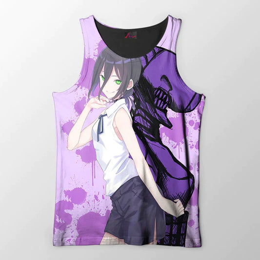 Chainsaw man Purple Brushed Embossed Bomb Devil Reze Tank Top