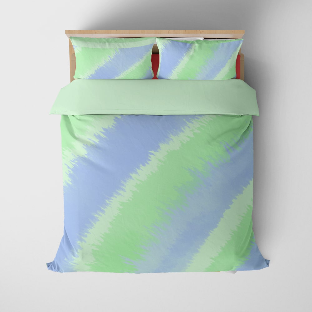 Comforter Set - Tie-Dye Green Blue Waves Fusion