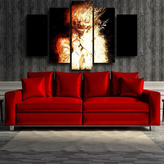 Cool Black and Yellow Kaneki Anime Canvas