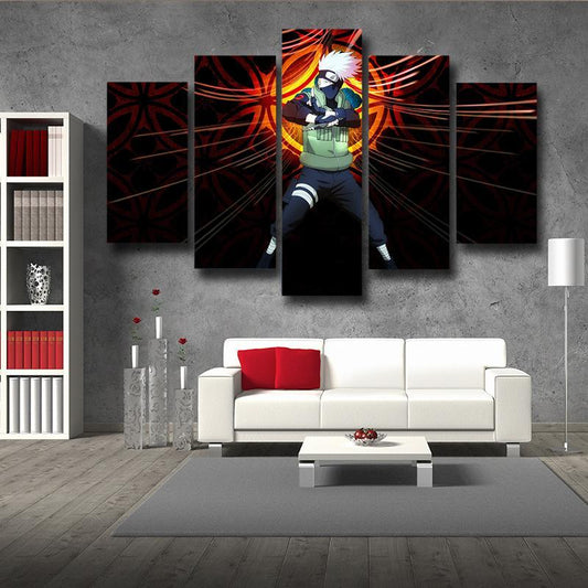 Cool Kakashi Sensei Naruto Canvas-Naruto-Black,Canvas,Kakashi,Naruto,Orange